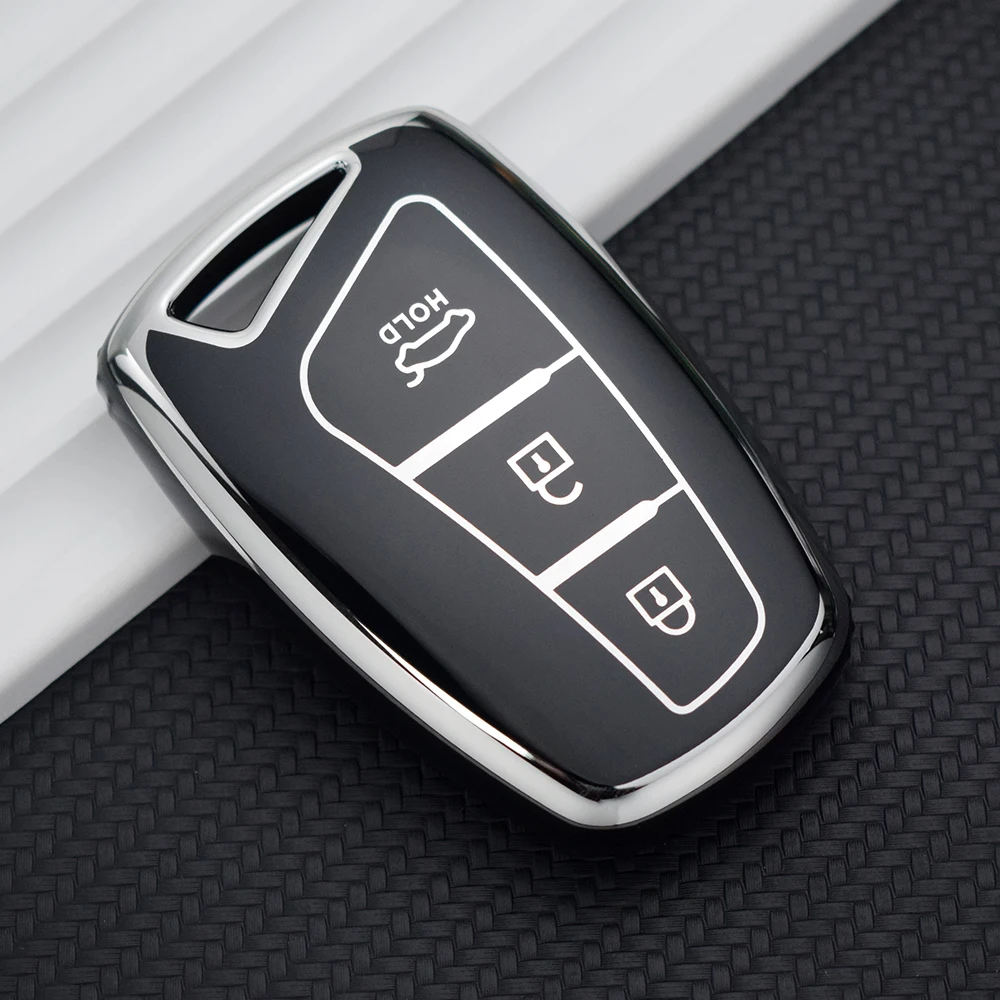 Car Key Case Shell 3 4 Buttons for Hyundai Santa Fe Sport Ix45 Equus Centennial Genesis G80 Grandeur Azera 2013-Cover Fob key case cover,key case,car key shell,flip key fob shell