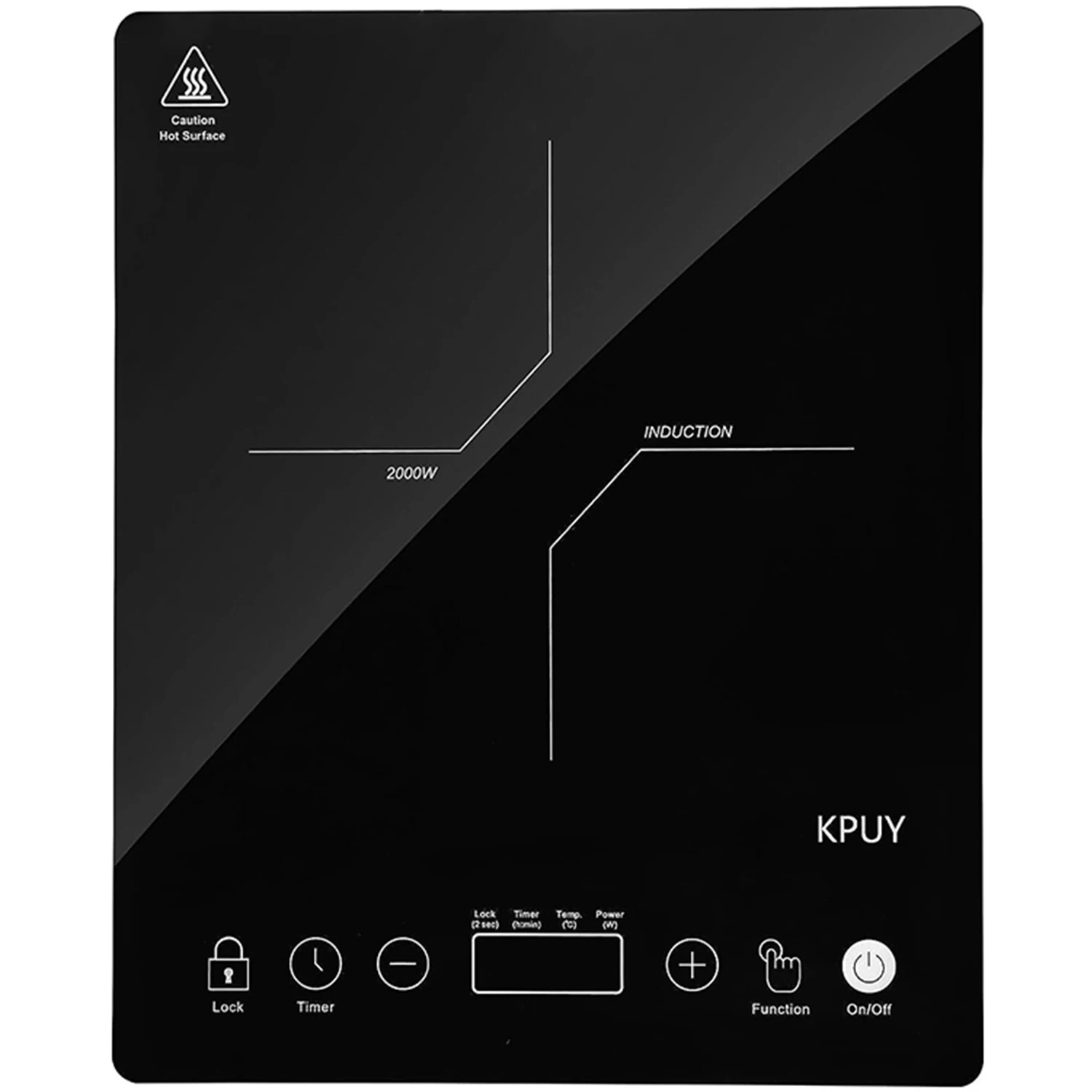 KPUY 2000W Portable Touch Control Induction Hob Low Power Continuous