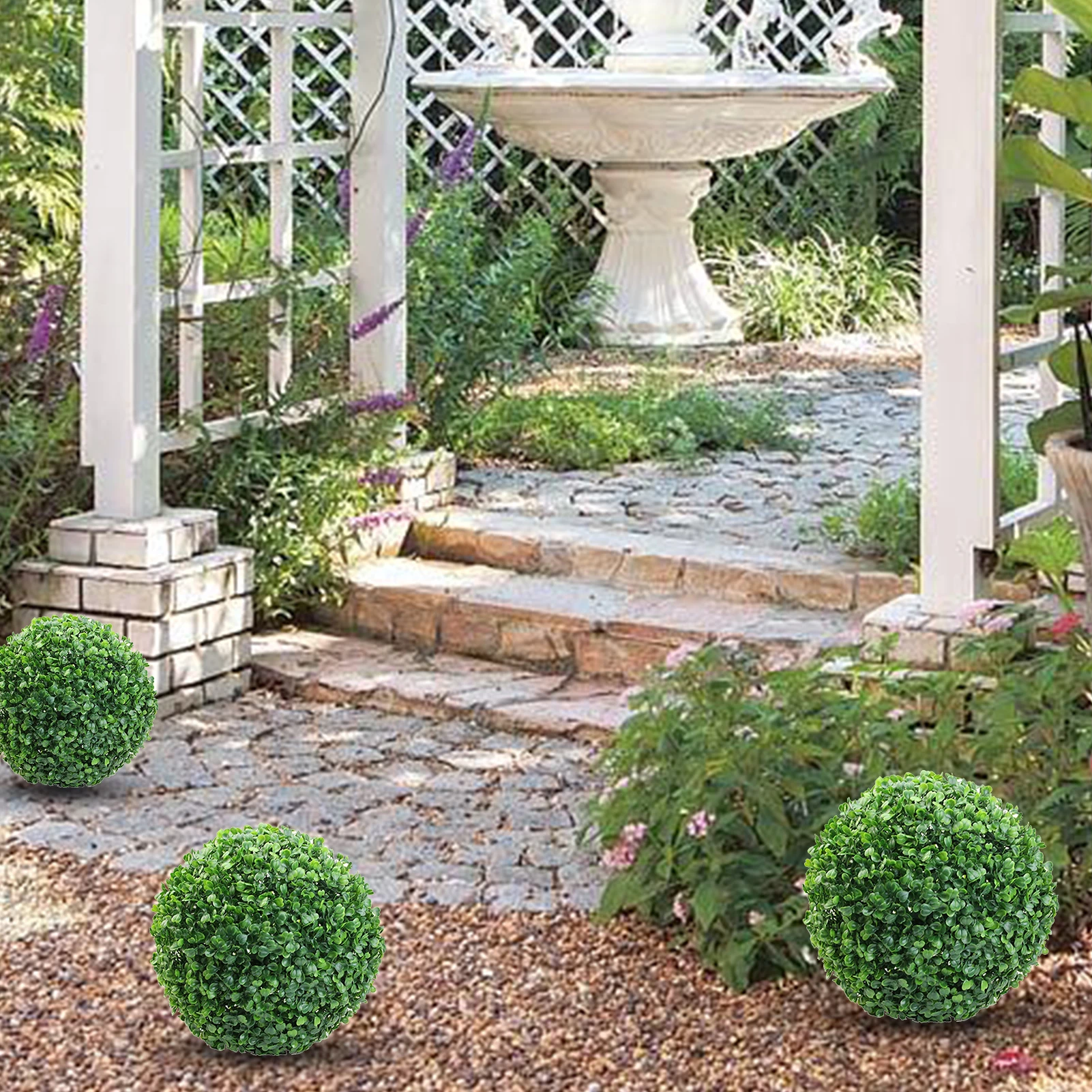 4 PC 12/18/25/30cm Artificial Plants Green Grass Ball Simulated Plants Decor Ball for Outdoor Courtyard Garden Decoration Props
