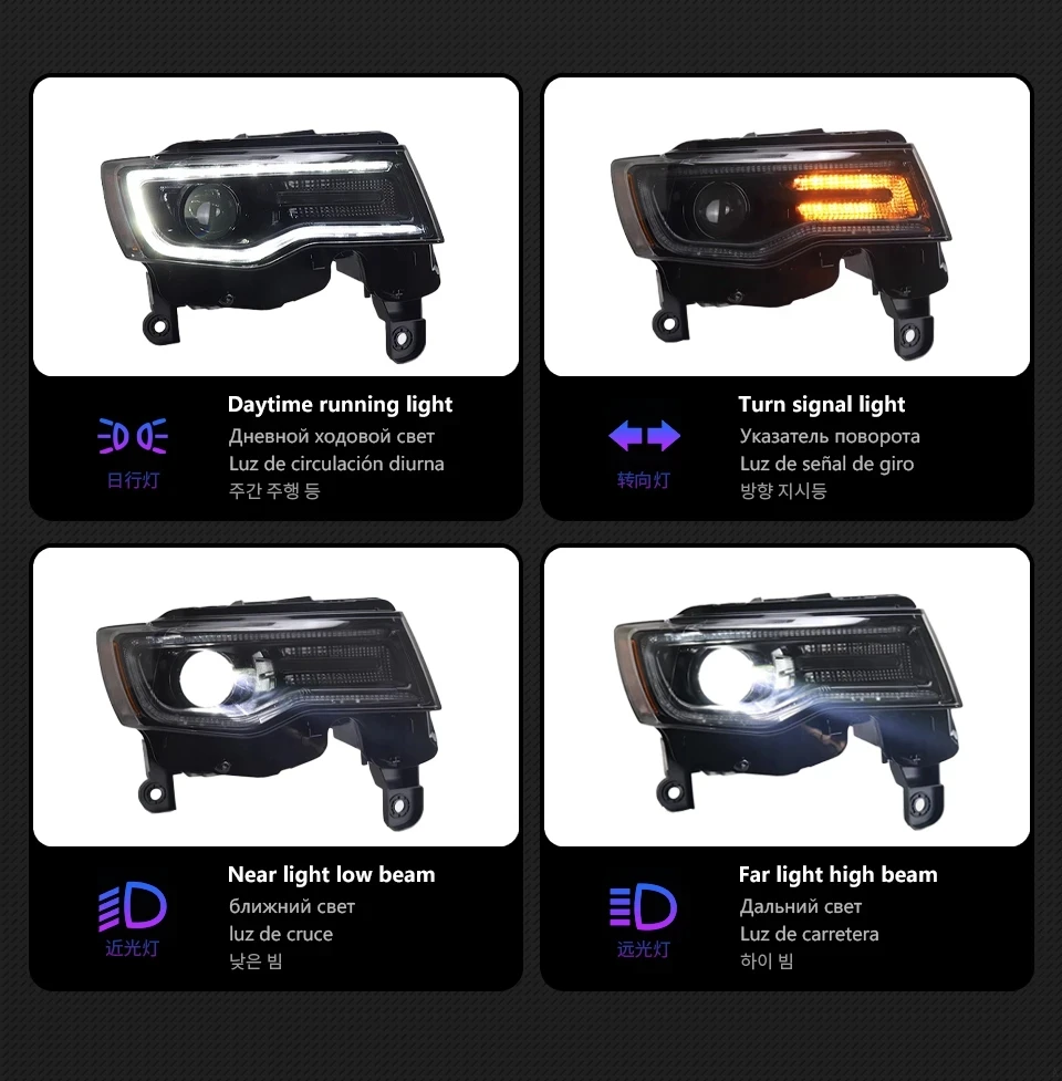 Car Lights for Jeep Grand Cherokee LED Headlight 2011-2016 Compass Head Lamp Drl Projector Lens Automotive Accessories