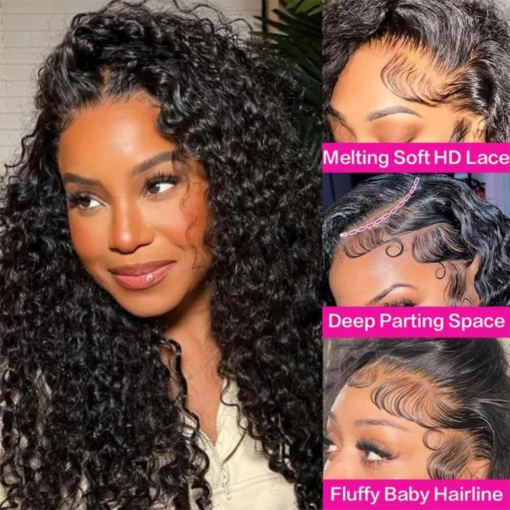 220 Density Burmese Curly Wig Human Hair Deep Wave Lace Front Wig 13x6 Hd Lace Human Hair Wigs Pre Plucked Brazilian 30 40 Inch 2