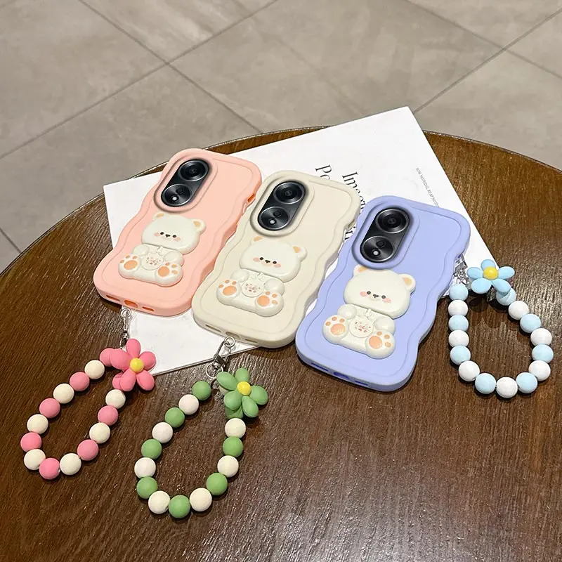 Wavy Cat Bracket Lanyard Silicone Phone Case Cover