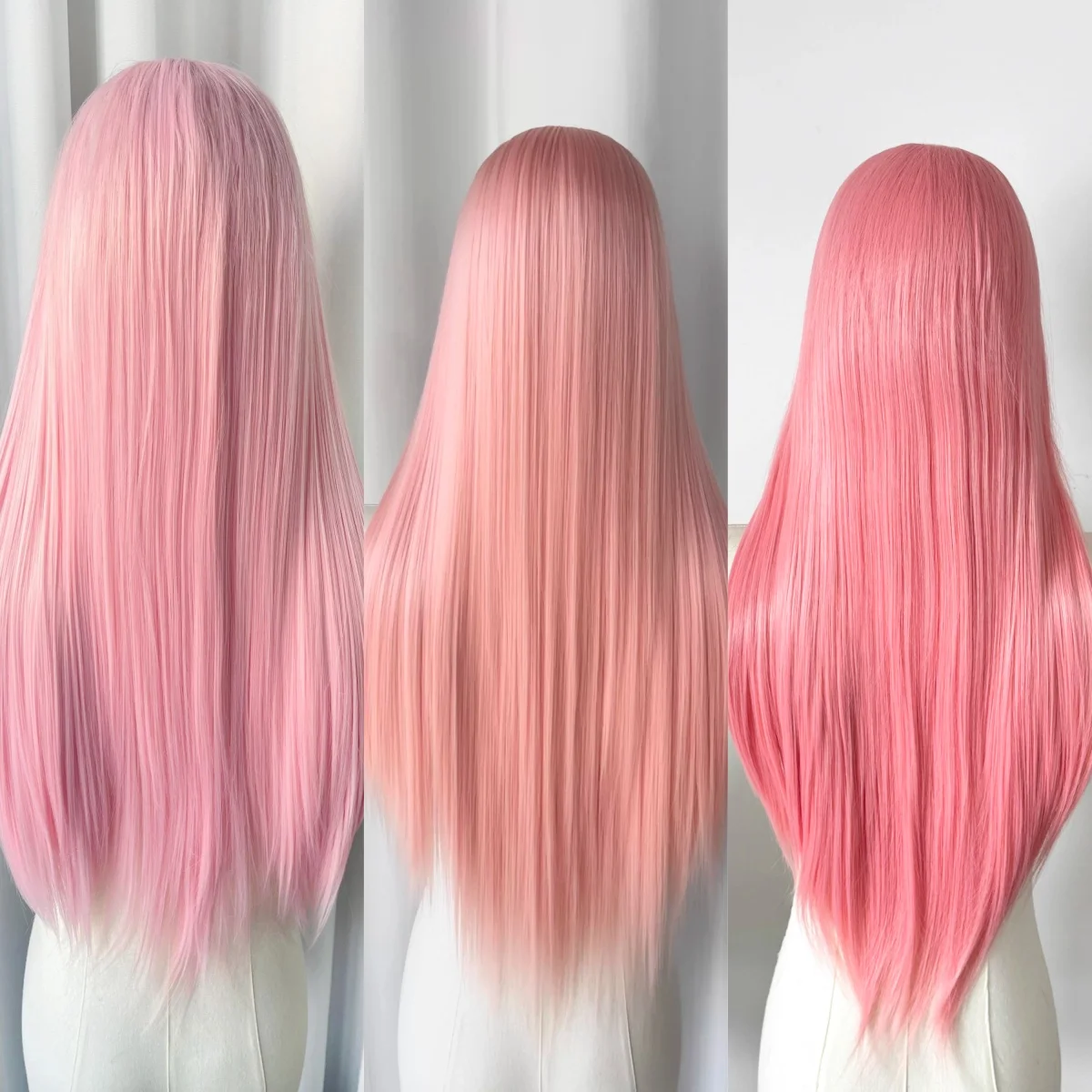 Ashely Pink Lace Wig for Women 26inch Long Straight Colored Cosplay Wig 13*4 HD Lace Nature Looking High Temperature Fibers