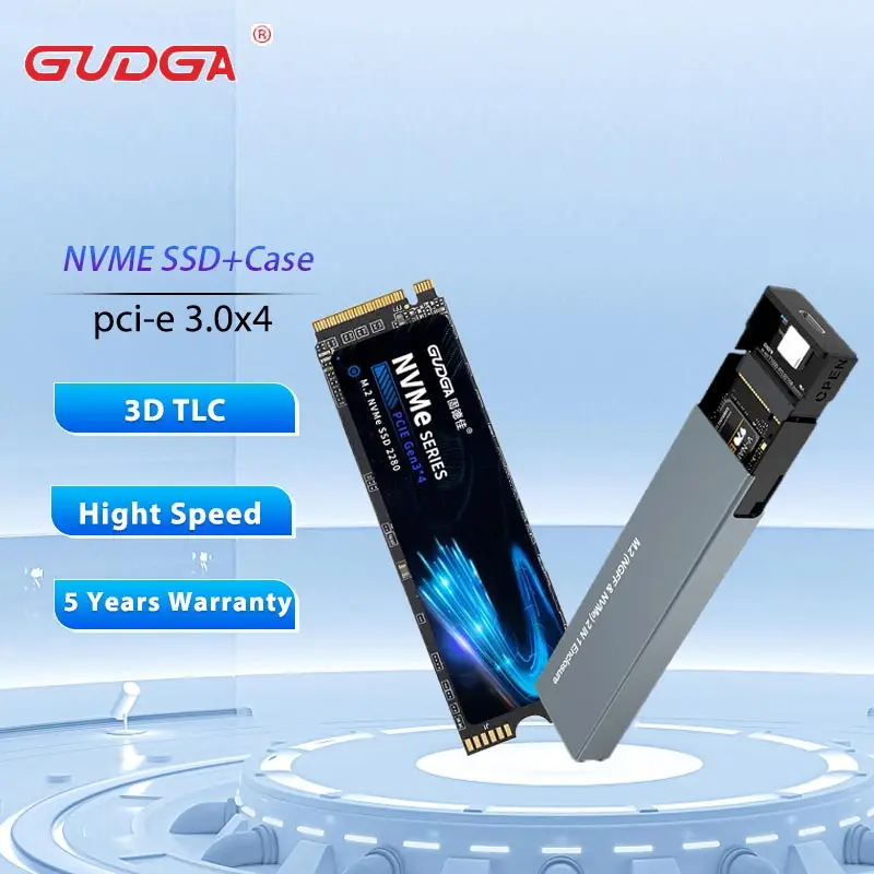 

GUDGA SSD Nvme M2 1TB 512GB 256GB 128GB Pci-e 3.0x4 SSD Dual Protocol M.2 Case 10Gbps USB3.1 Gen2 For PC Laptop Computer