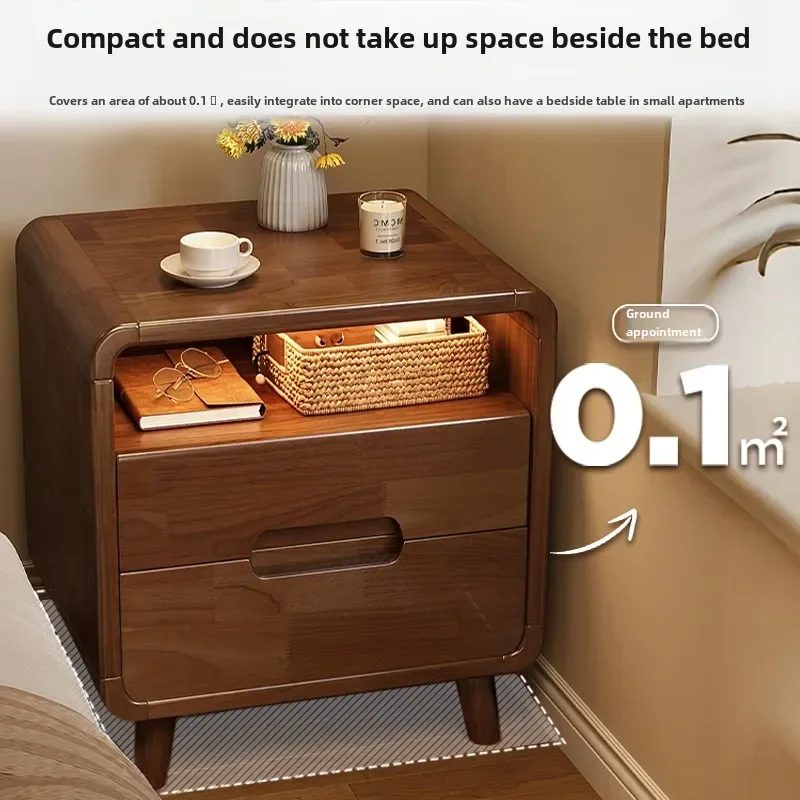 Modern and Concise Solid Wood Bedside Table with Simple Design and Luxurious Appearance