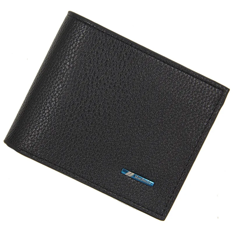 New Men's Wallet PU leather two fold multi card large capacity fashionable business lychee grain multi-functional short wallet