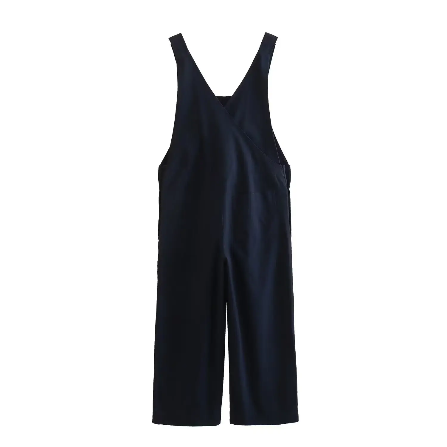 Withered Ins Blogger High Street Retro Fashion Navy Blue Washed Cotton Overalls Jumpsuit Women Loose Cargo Pants Ladies