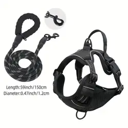 Durable Reflective Service Dog Harness with Easy Control Handle - S (Black)