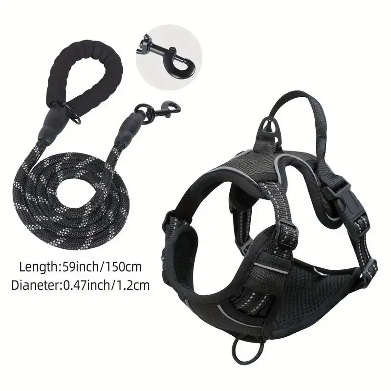thumbnail image 1 of Arnés para perros de servicio con clip frontal, resistente, reflectante, asa de fácil control para pasear perros grandes, fácil de controlar para perros pequeños y medianos, 1 of 5