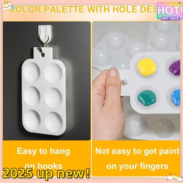 Classy-Paint Tray White Plastic Paint Tray With Hanging Holes 6 Rectangular Watercolor Palettes DIY Crafts 1