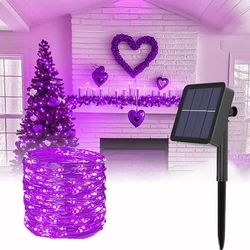 LED Solar String Fairy Lights - Outdoor Waterproof Garden and Patio Decorations - 32m 300LEDs (Purple)