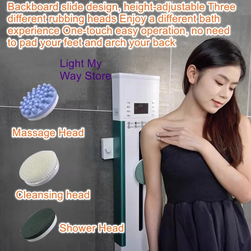 Automatic mud kneading machine, wall mounted electric shower brush, back rubbing device, soft hair lazy person scrubbing device