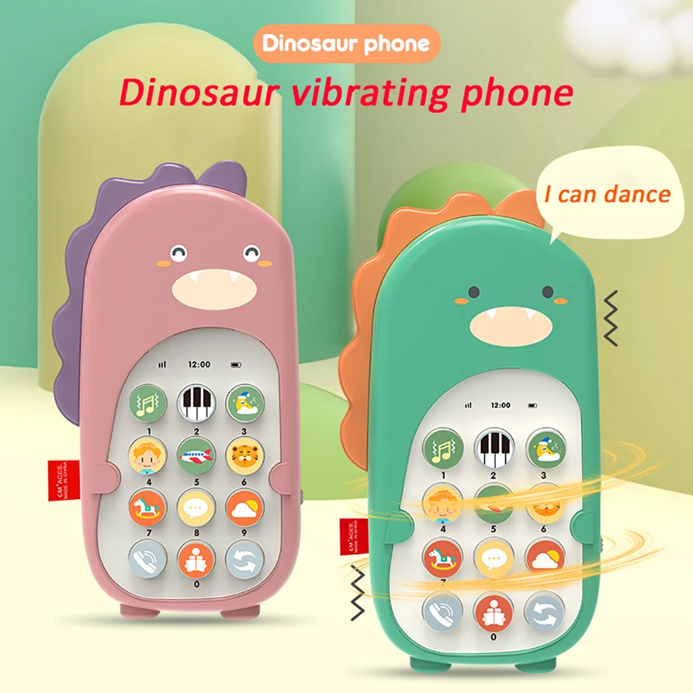 Baby Cartoon Dinosaur Music Mobile Phone Toy Soothe Sleeping Artifact Simulation Telephone Early Educational Toys Gifts For Kids 2