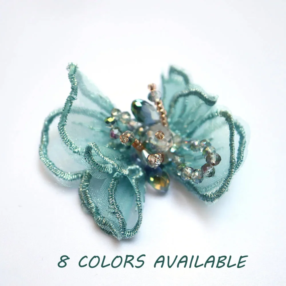 

Fairy Flower bowtie beaded patches for clothing Handmade floral Rhinestone patch for clothes parches bordados para ropa