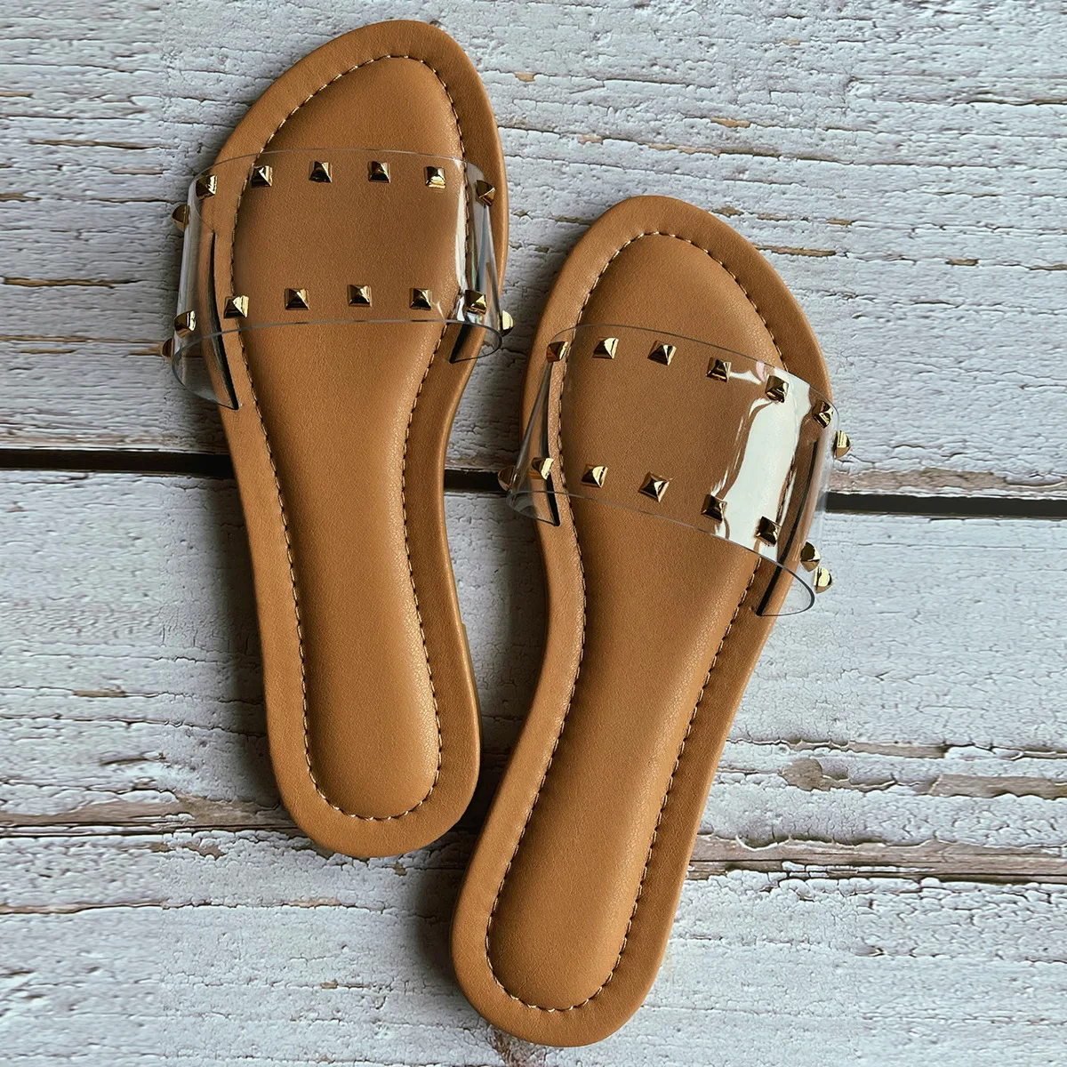 Women's Shoes PVC Transparent Willow Flat Soled Comfortable Shoes