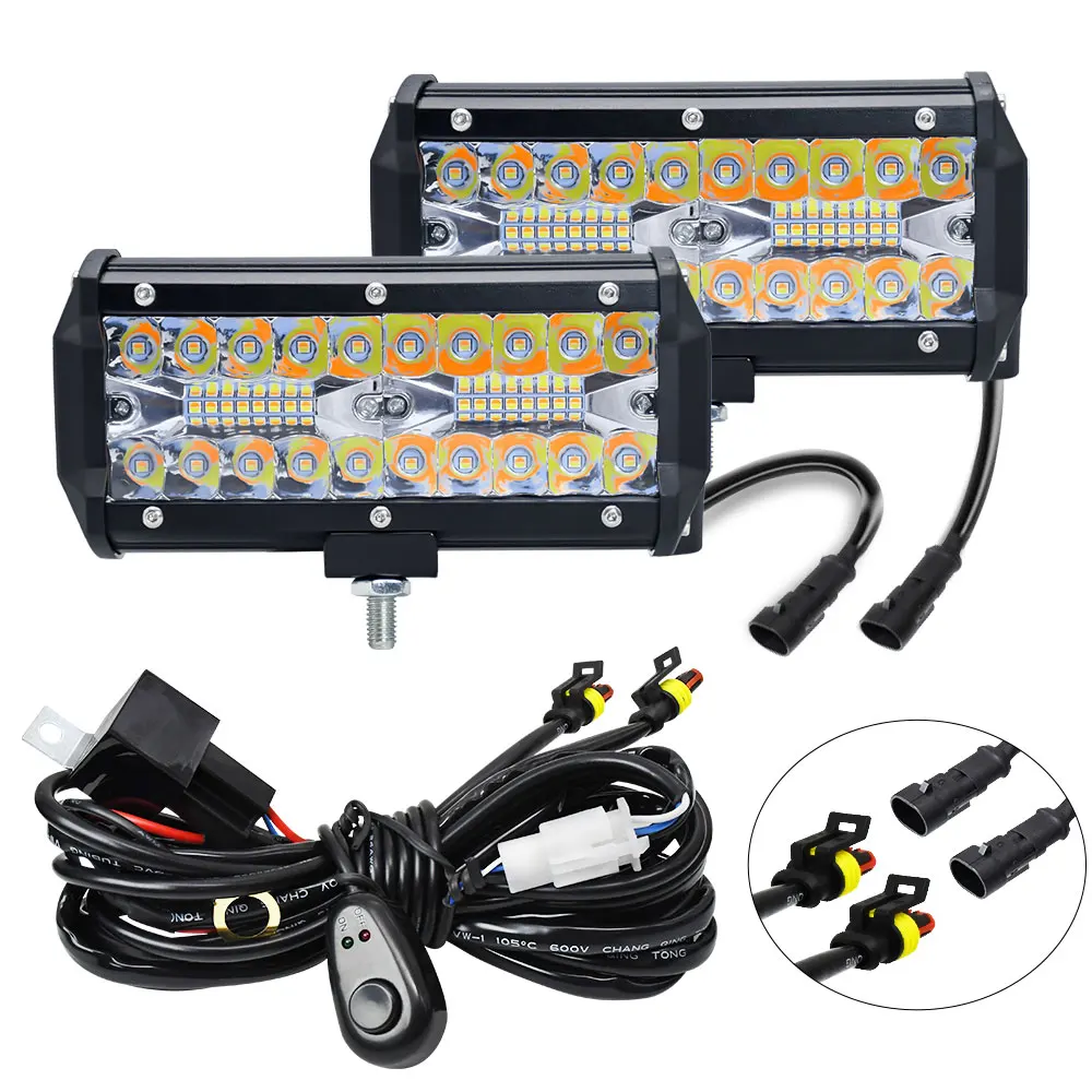 LED Mile Headlight Bar Running Off Road Boat Work Light Switch Wire Harness Driv