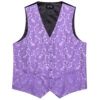 Elegant Purple Silk Mens Vests Tie Fashion Paisley Jacquard Sleeveless Jacket 4PC Hanky Cufflink Paisley Suit Waistcoats Wedding 3