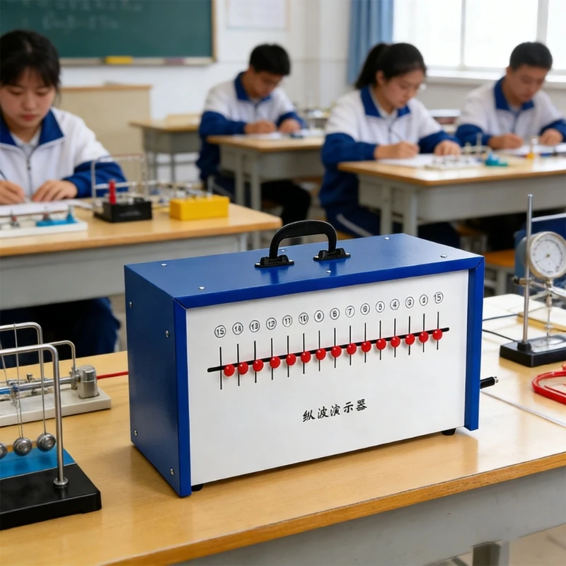 과학 교육을위한 손잡이 물리학 교육 보조 장치가있는 금속 종 방향 및 횡파 데모 도구