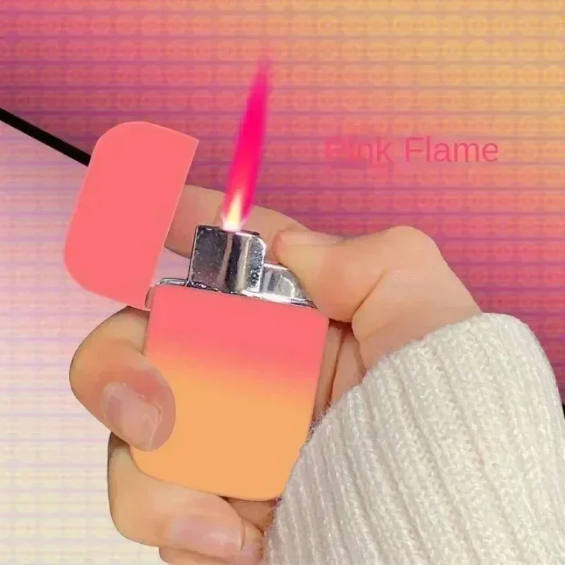Gradient Colorful Butane Gas Metal Windproof Torch Lighter butane gas lighter cigarette lighter Cigarette Red Flame Turbo Smoking Accessories Women's Gift