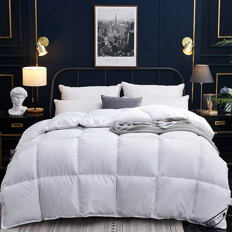 Home Comforter Winter Quilted Blanket Goose Down Duvet Quilt 100% Cotton Cover King Queen Blanket Size Twin Stitch Одеяло 이불 이불 winter blanket down duvet cotton quilt