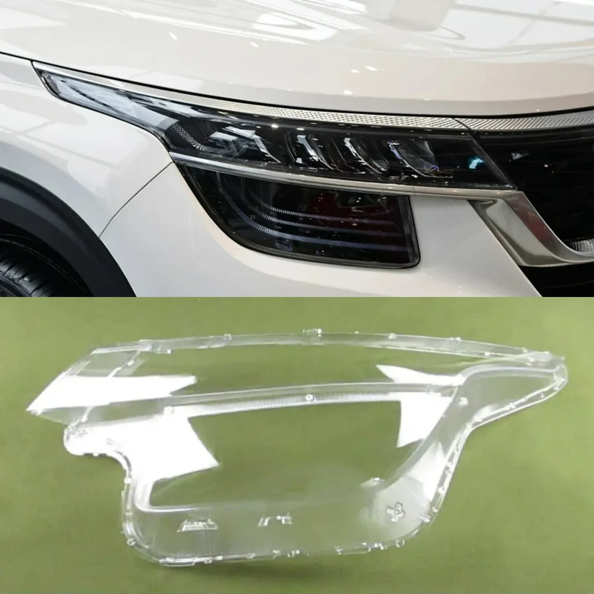 

Прозрачный налобный фонарь для Kia KX3, налобный козырек для лампы, корпус для фар, замена оригинального абажура из оргстекла, 2019, 2020, 2021