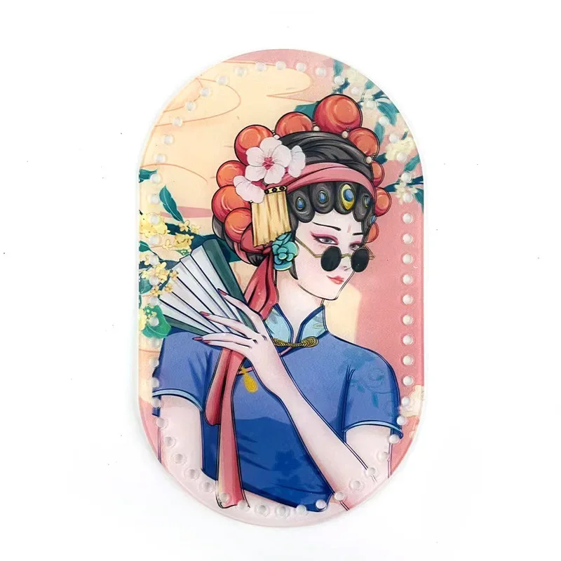 25*15cm Oval 1 Pcs Retro Flower Printed Acrylic Bag Base for DIY Knitting Crochet Bag Handbag Insert Cushion Pad Bottom Shaper