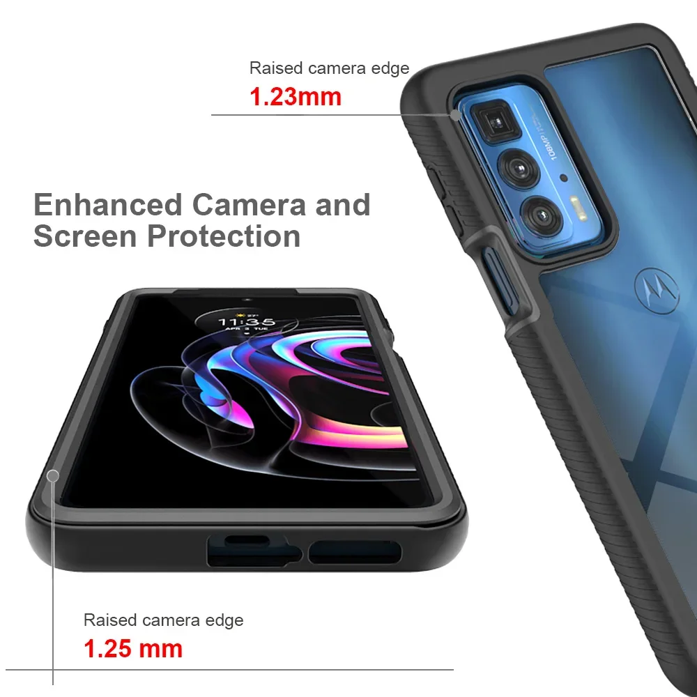 Rugged Armor Shockproof Case with TPU Frame and Transparent Back Cover