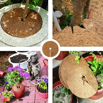 25/30/35/40cm 2PCS Natural Coco Coir Fiber Tree Mulch Ring Protector Organic Mat for Indoor Outdoor Disc Plant Cover Flower Pot 1