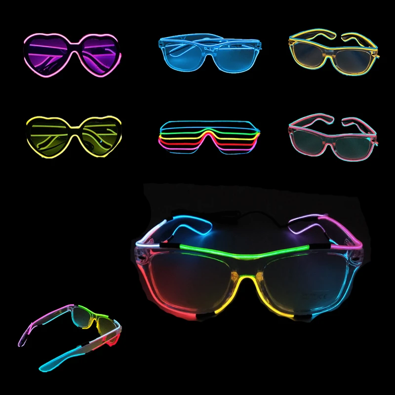 Cool Luminous Colorul LED Light Up Glasses Glowing Neon Light Sunglass