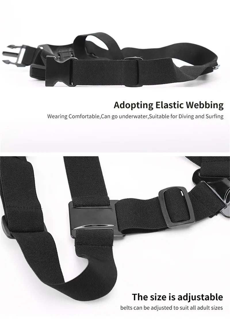 TELESIN Action Camera Head Strap Chest Belt Mount Mount For GoPro Hero 11 10 9 8