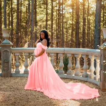 Abiti di maternità per abito da fotografia abito da doccia per bambini per donne in gravidanza abiti fotografici prenatali abito lungo fino al pavimento in Chiffon