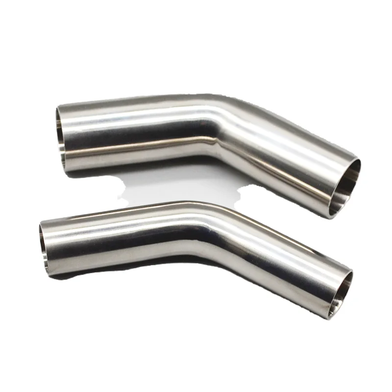 

19-108mm OD Butt Welding 45 Degree Bilateral Extension 5Cm Elbow SUS 304 Stainless Steel Sanitary Pipe Fitting