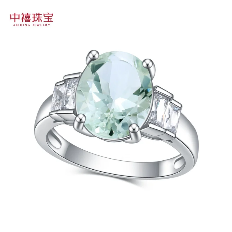 

genuine real brand jewels S925 Sterling Silver Green Amethyst Advanced Sense Fashion Temperament Luxury Inlaid Natural Color Tre