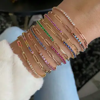 Braccialetti da tennis color oro con zirconi cubici di colore di lusso per donne ragazze 2022 nuovi braccialetti a catena di tendenza regali per feste di gioielli 1