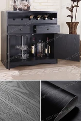 Emerald Green Self - Adhesive Decorative Film for Furniture and Cabinets - Waterproof Vinyl Wallpaper (C1 Black wood)