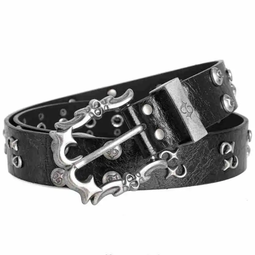 Herren- und Damengürtel im Trend-Stil mit Nieten und hochwertiger Legierungsschnalle, Rock-Punk-Subkultur Y2k-Stil Damengürtel – Detail 10