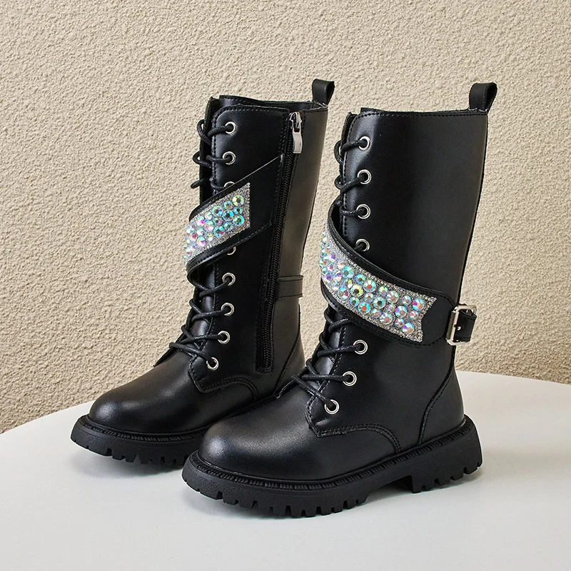 Bottes hautes mi-mollet pour filles, bottes simples pour enfants