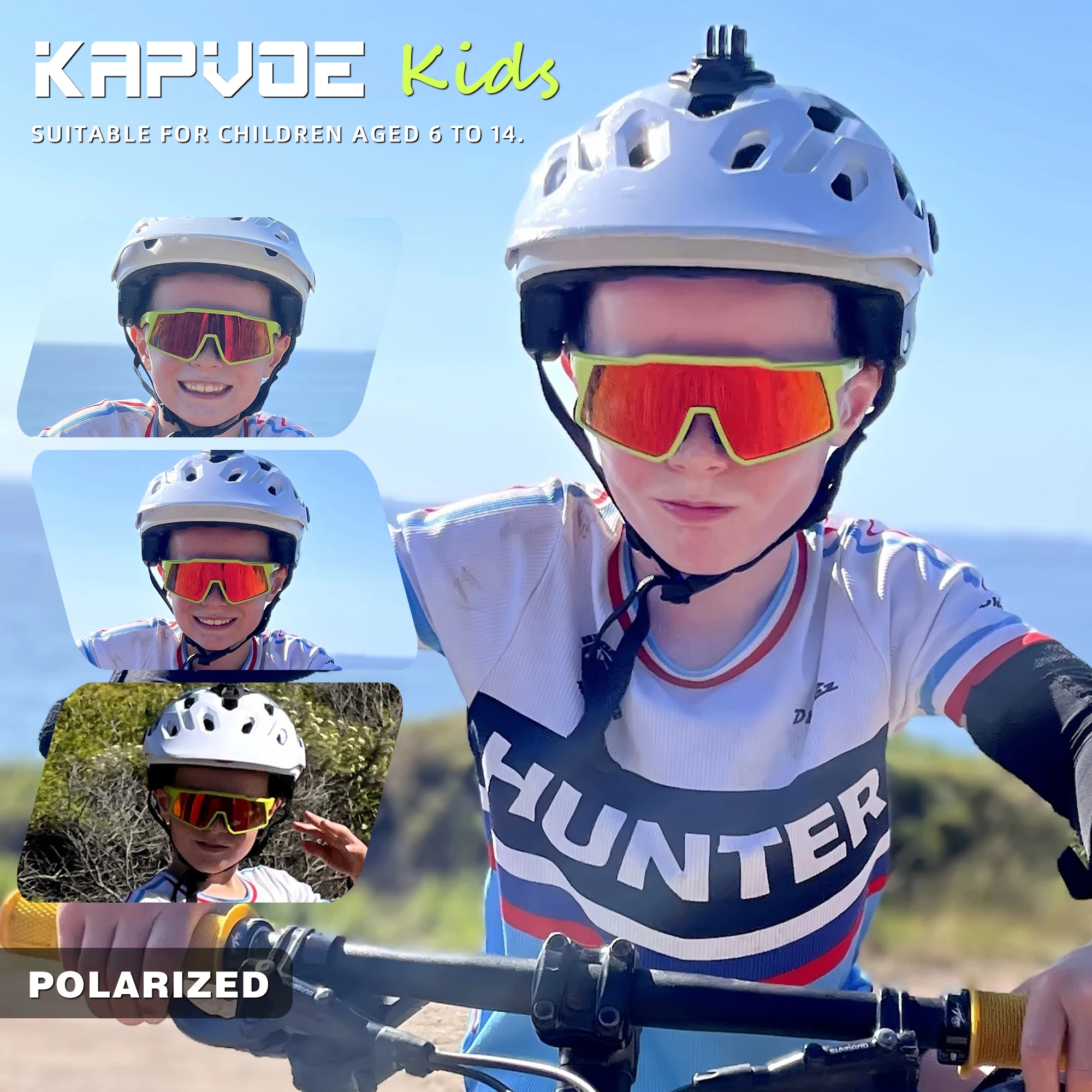 Kapvoe Kids Photochromic Sports Sunglasses Polarized Cycling Glasses Teenagers UV400 Eyewear Boys Girls Sports Running Baseball