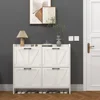 Shoe Cabinet with 4 Flip Drawers, Shoe Storage Cabinet for Entryway, Freestanding Hidden Shoe Cabinet Organizer with Open Storag 1