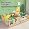 Montessori Full Floor Bed with Safety Guardrails Left/Right Install Door Kids Wood Frame Independent Sleep Space Bedtime Story 4