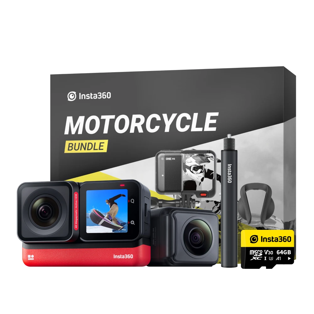 Insta360 X3 Pocket-Size Sports Action Camera 1/2'' Sensor Panorama Cam- Motorcycle Kit and Accessories of X3/ONE X2/ONE RS Twin