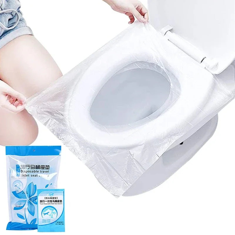 Disposable Plastic Toilet Seat Cover Waterproof Non Slip Individually Wrapped Toilet Seat Protectors 50Pcs