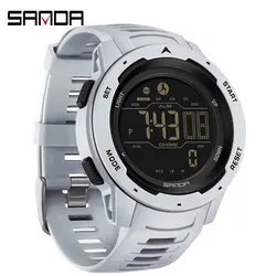SANDA Men's Waterproof Sports Pedometer Watch with LED Display (Grey)