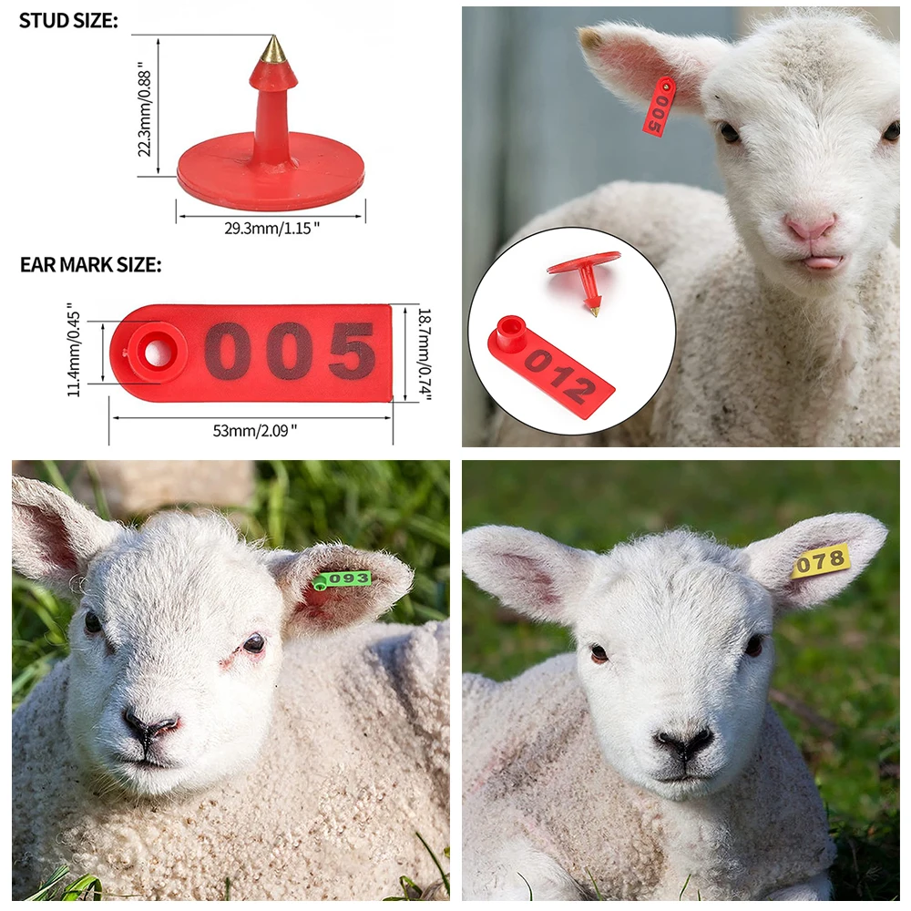 livestock ear tags Livestock Ear Tag Marker Applicator 001-100 Ear Tags For Sheep Goat Pig Identification Kit with 2 Pcs Pins Tag Pliers