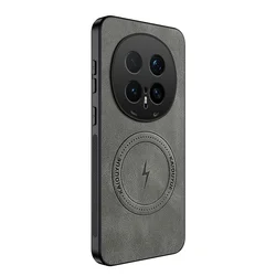 Luxury Leather Magnetic Matte Business Style Back Cover for Honor Magic 8Pro (GRAY)