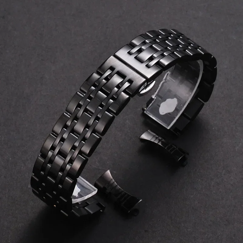 Sleek Stainless Steel Curved Strap with Butterfly Buckle