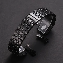 Sleek Stainless Steel Curved Strap with Butterfly Buckle - 18mm (Black)