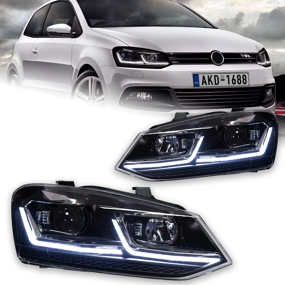 AKD LED Car Lights for Volkswagen Polo V MK5 Headlight 2011-2018 Vento LED Projector Lens Head Lamp DRL Hid front Lamp automotive Accessories