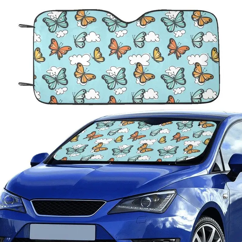 

Monarch Butterfly Car Window Sun Shade, Cloud Windshield Vehicle Accessories Auto Cover Protector RV SUV Visor Screen Decor Univ