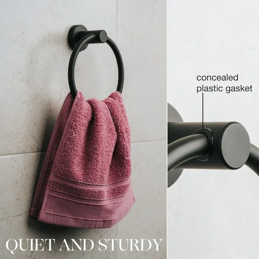 Modern SUS304 Stainless Steel Wall-Mounted Round Towel Ring Holder for Bathroom Hand Towels Elegant Design Towel Rack Hanger